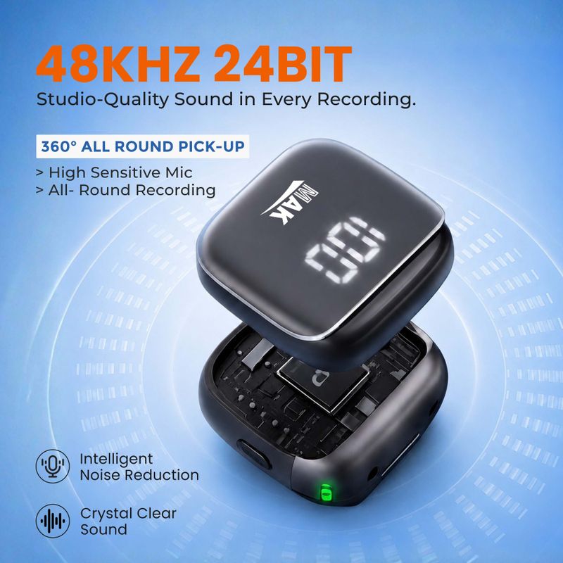 MAK Dual Wireless Lavalier AI ANC Microphone - Image 3