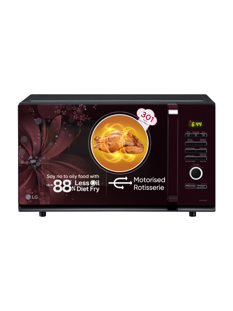 LG 32 L Auto Cook Menu, Stainless steel cavity, 360 degree Motorised Rotisserie for Bar-be-queing, Indian Cuisine, Tandoor Se, Steam Clean & Diet Fry)