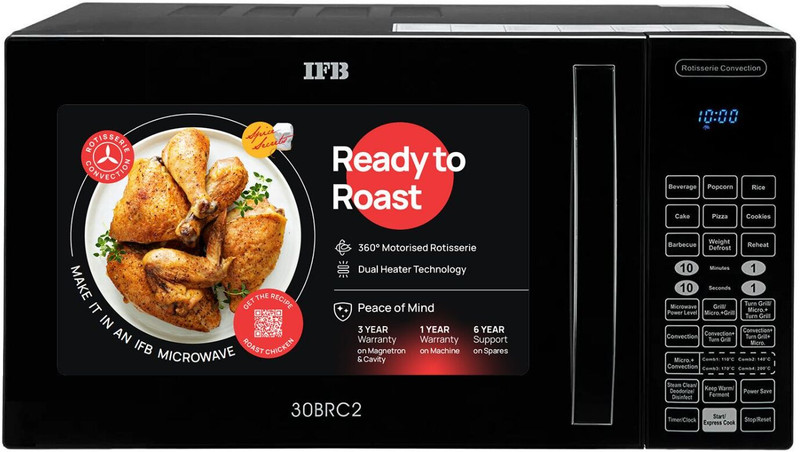 IFB 30 L 101 Standard Cook Menus, 360 Degree Motorized Rotisserie, Weight Defrost, Steam Clean, Grill & Multi-Stage Cooking Convection Microwave Oven 