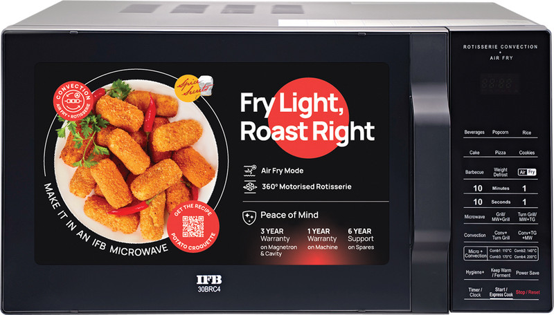 IFB 30 L Multi-Stage Cooking Rotisserie, Grill & Convection Microwave with Air Fry, Cooling System, 10 Power Levels, Fermentation mode, 125 Auto Cook 