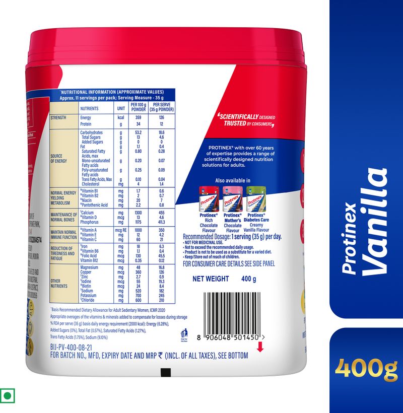 Protinex Creamy vanilla |40% daily protein with 200ml milk | Strong muscles | Zero sugar (400 g) - Image 4