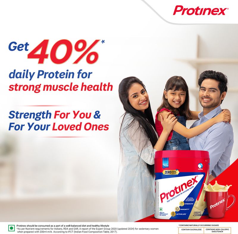 Protinex Creamy vanilla |40% daily protein with 200ml milk | Strong muscles | Zero sugar (400 g) - Image 6