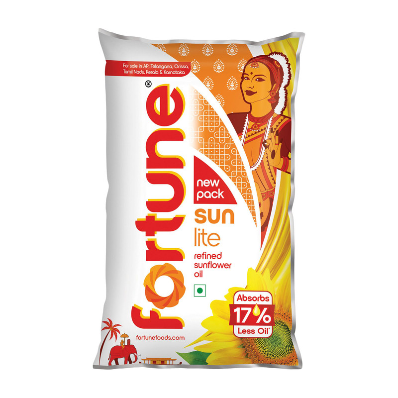 FORTUNE Sunlite Refined Sunflower Oil Pouch (Sooryakanthi Enna)