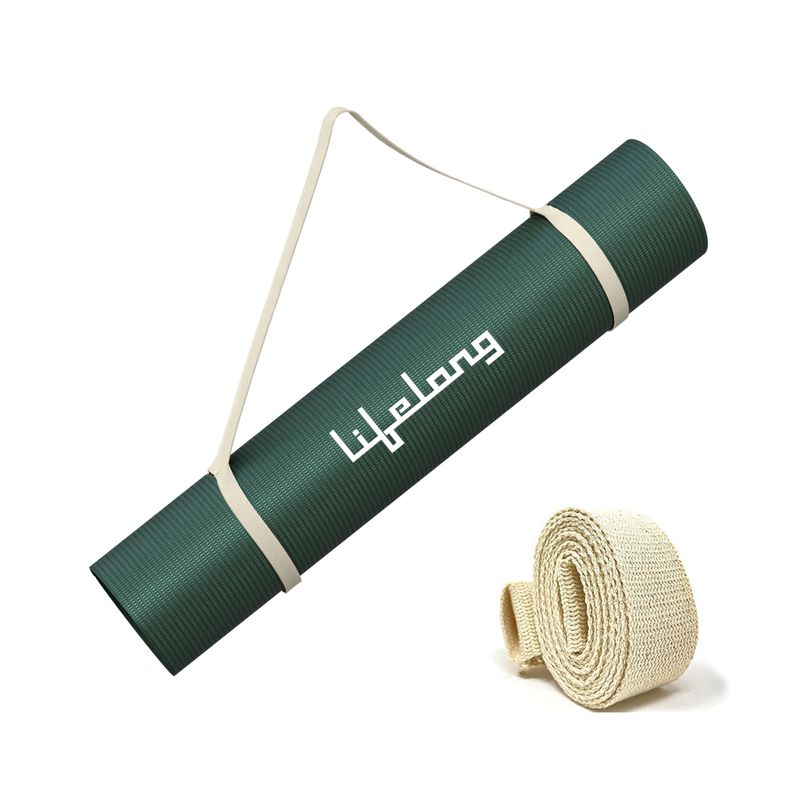 LLYM71 4 mm Green Yoga Mat with Strap - Image 2