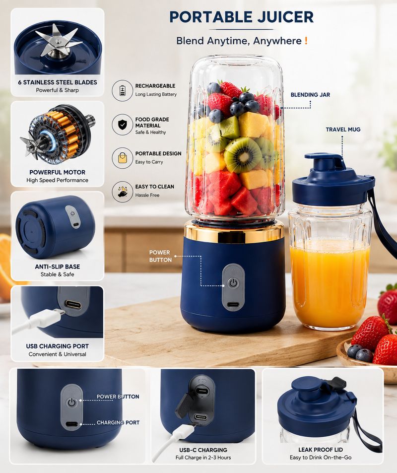 NutriPro Portable Juicer Mixer 50W - Image 4
