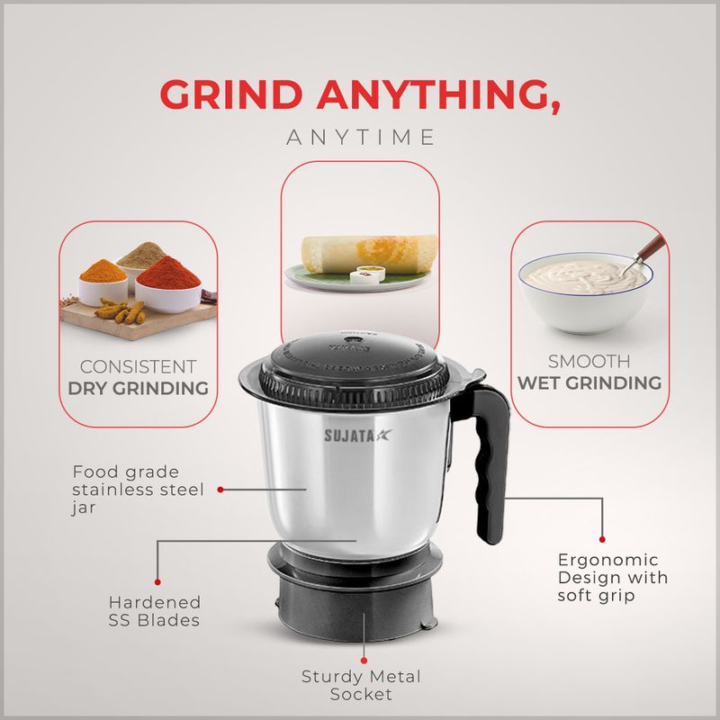 SUJATA Premium 900W Juicer Mixer Grinder (Supermix, Black) - Image 6