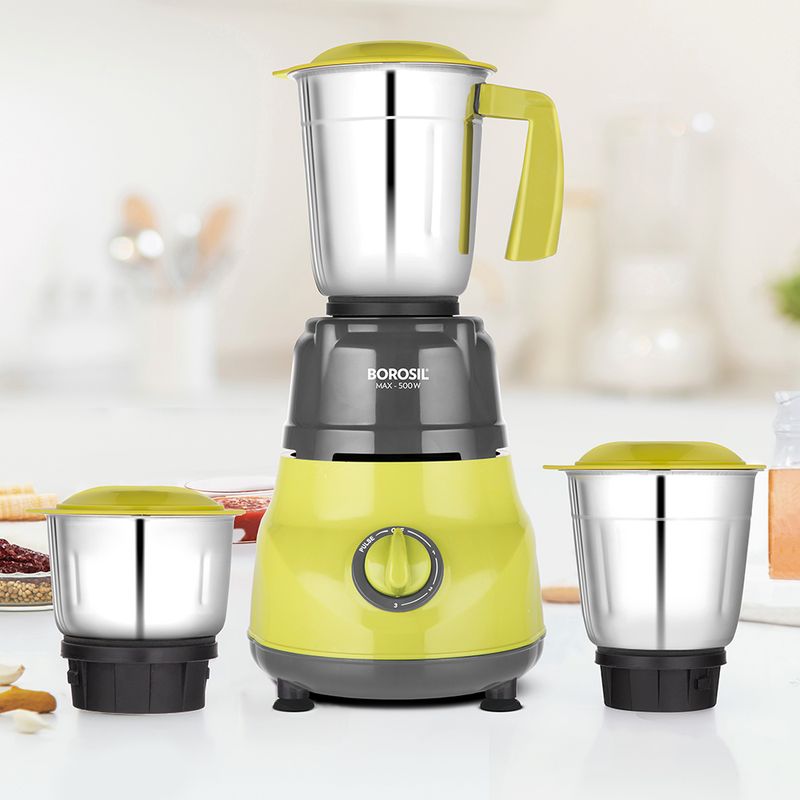 BOROSIL Max 500W Mixer Grinder Yellow - Image 2