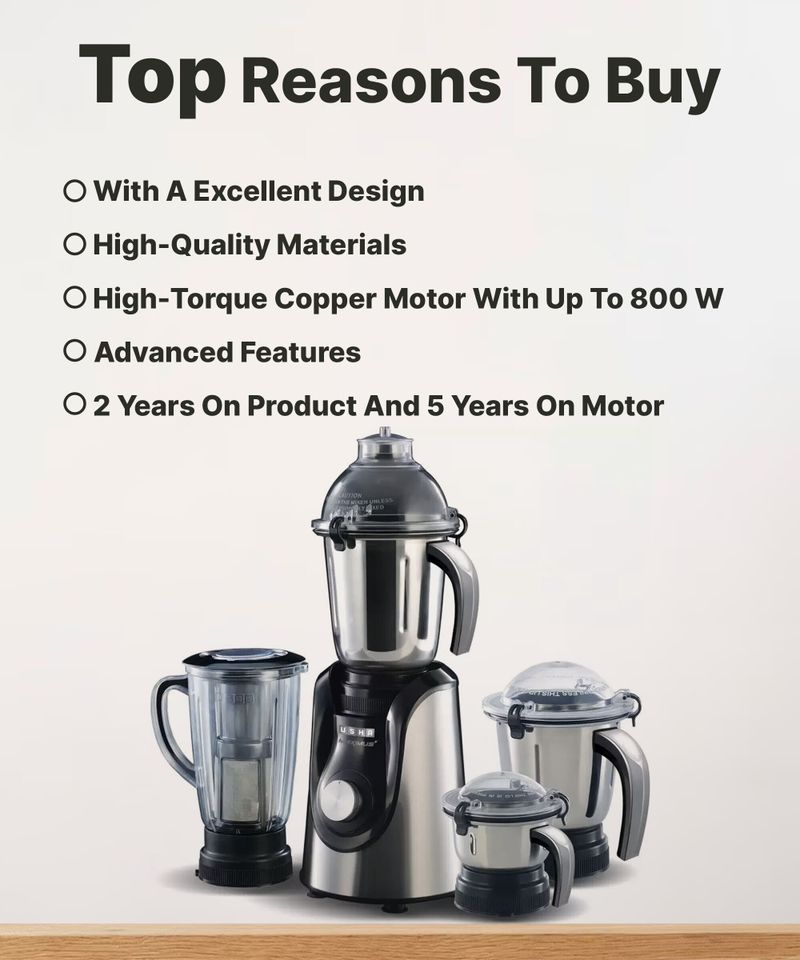 USHA Maximus Plus 800W Mixer Grinder MP800MX4 - Image 5