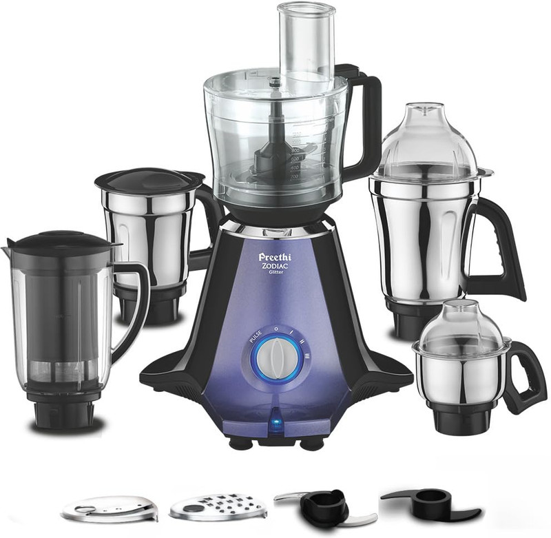 Preethi Zodiac Glitter 750 W Juicer Mixer Grinder Zodiac Glitter MG 264 including Masterchef Jar, Super Extractor | 5 Jars | Atta Kneading| Powerful G