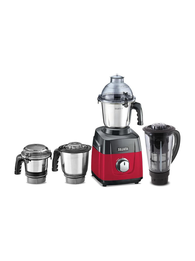 SUJATA MG03 Double Ball Bearing Motor | 24000 RPM | Blender With Coconut Milk Extractor 1000 W Mixer Grinder MG 1000W | 4 Jars | Red & Black