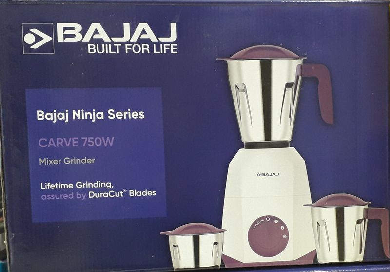 Bajaj Ninja Series Carve 750W Mixer Grinder, 3 Jars, Purple - Image 3