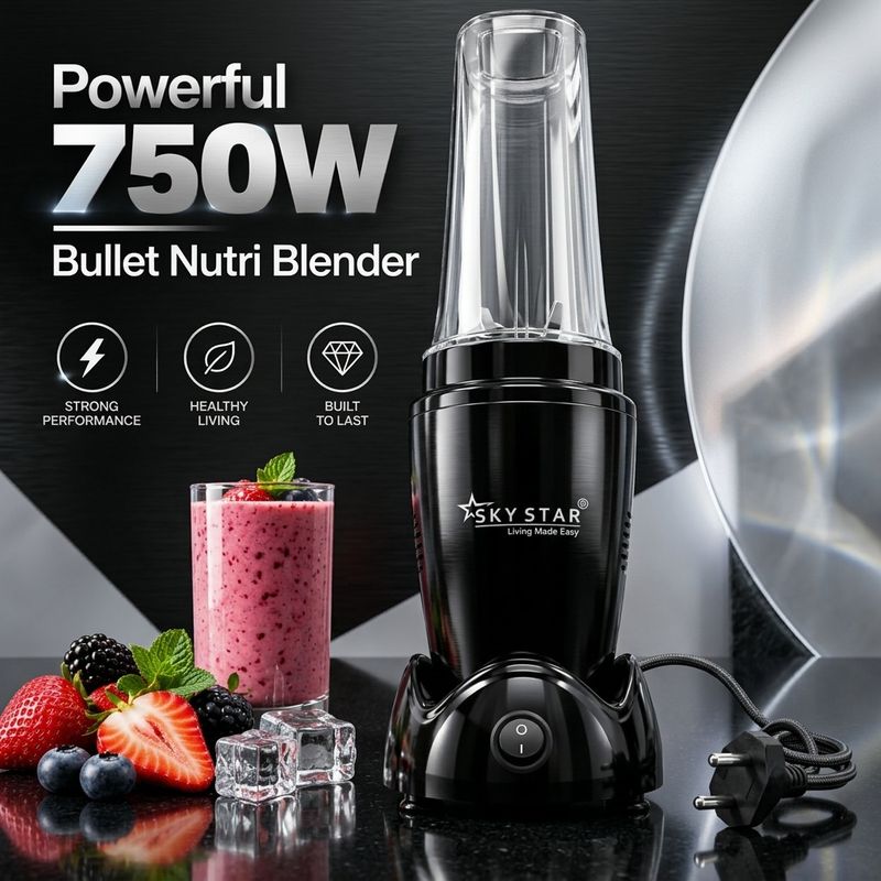 Skystar 2 Jar Black Bullet Nutri 750W Juicer Mixer Grinder - Image 3