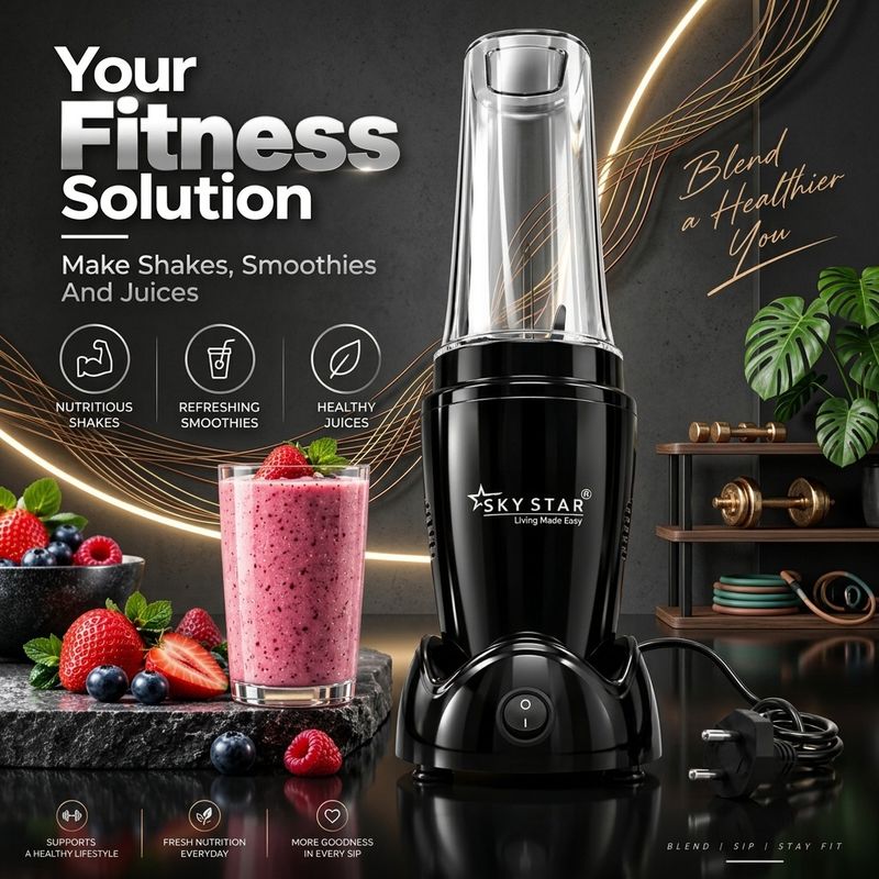 Skystar 2 Jar Black Bullet Nutri 750W Juicer Mixer Grinder - Image 5