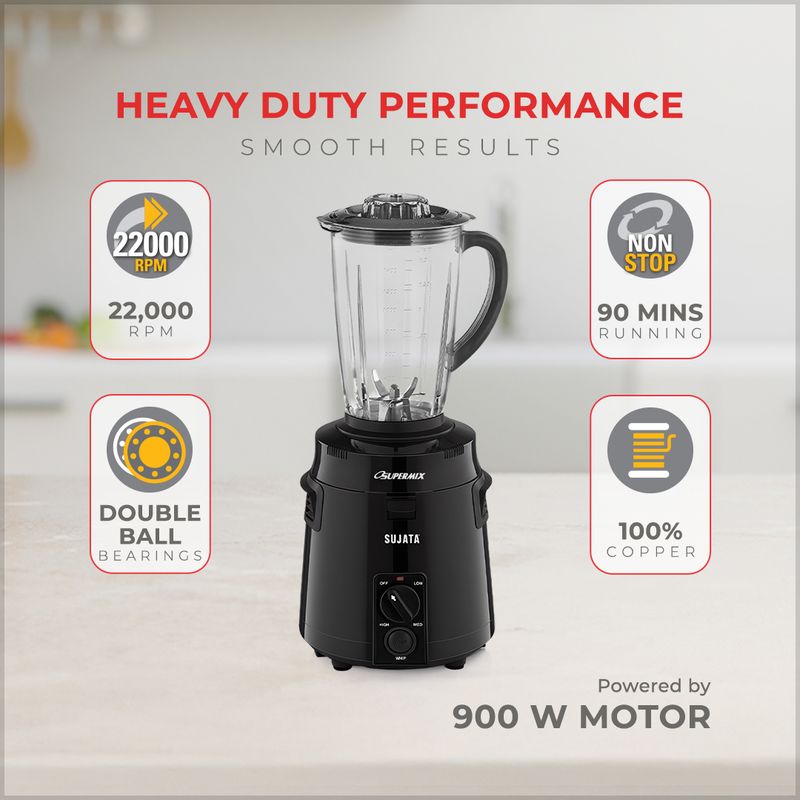 SUJATA Premium 900W Juicer Mixer Grinder (Supermix, Black) - Image 4