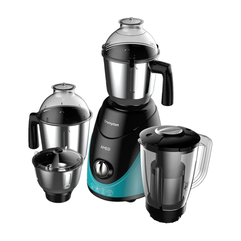 Crompton Ameo 750 W Mixer Grinder ACGM-AMEO-4 JARS | 4 Jars | Black, Blue