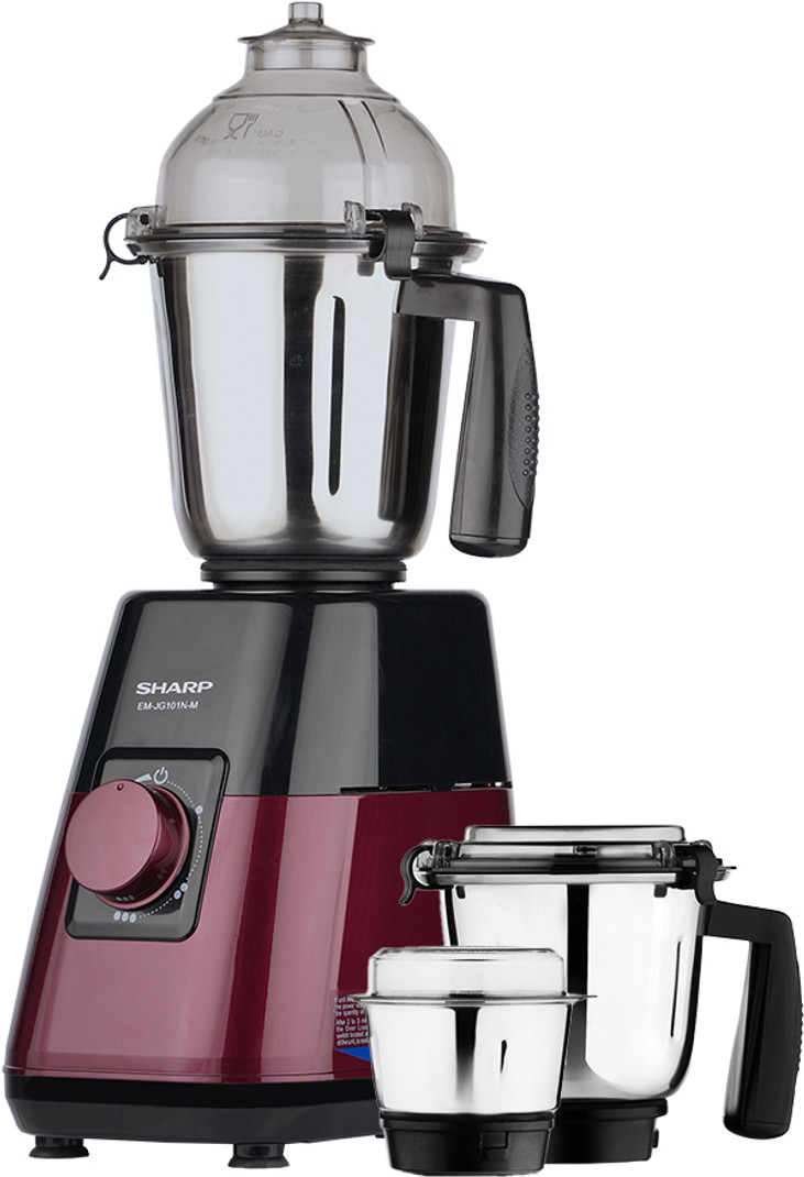 Sharp Powerful Copper Motor 1000 W Juicer Mixer Grinder (EM-G101N-M | 3 Jars | Pink, Black)