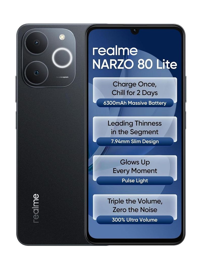 realme Narzo 80 Lite 64GB 4GB RAM Black - Image 2