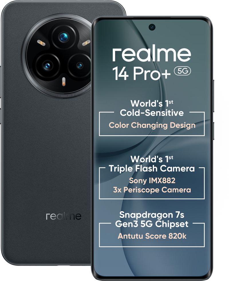 realme 14 Pro+ 5G 256GB 8GB RAM Suede Grey - Image 1