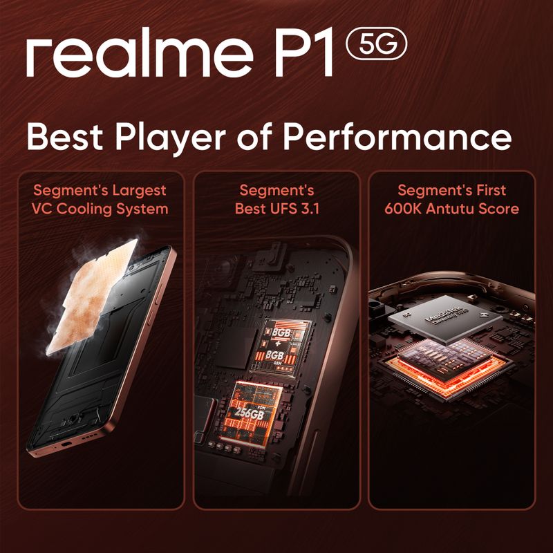 realme P1 5G 128GB 6GB RAM (Phoenix Red) - Image 4