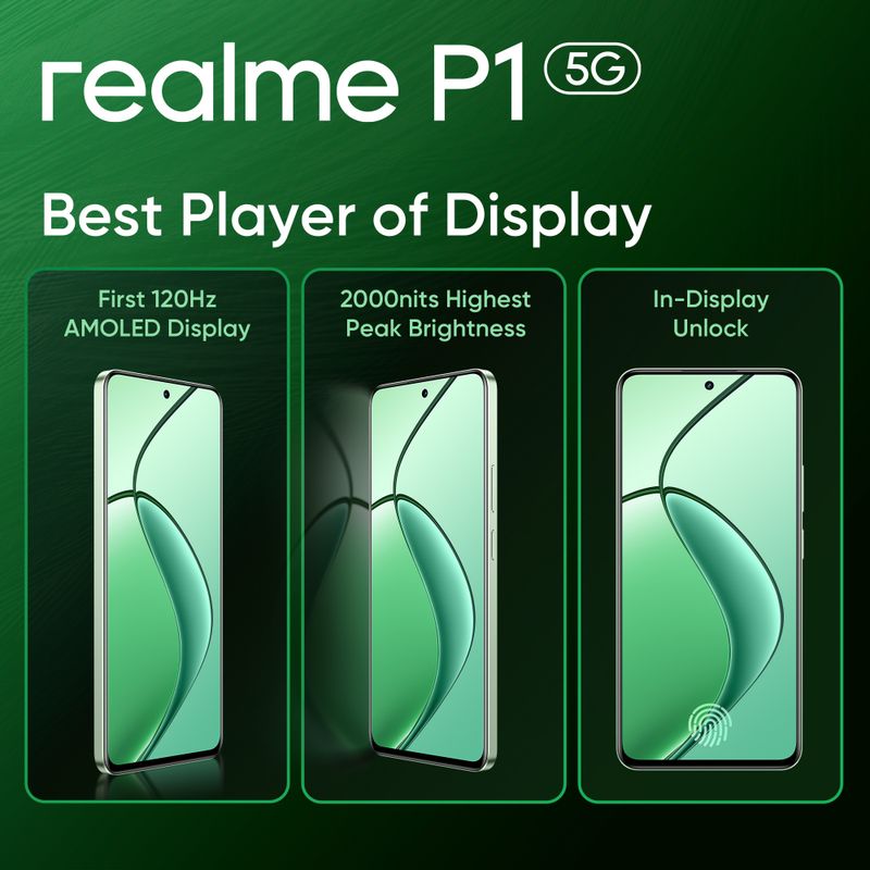 realme P1 5G 128GB 6GB RAM Peacock Green - Image 4