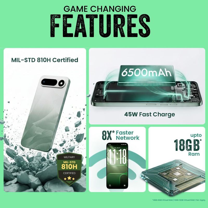 Tecno POP X 5G 128GB 6GB RAM (Ripple Green) - Image 4