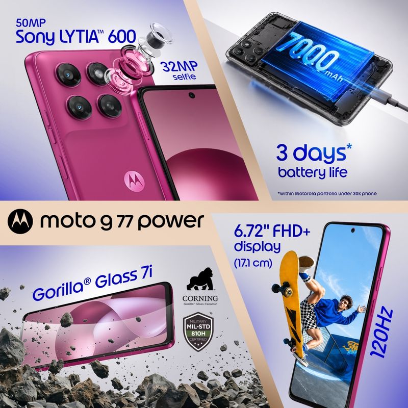 Motorola G77 Power 128GB Fuchsia Red - Image 4