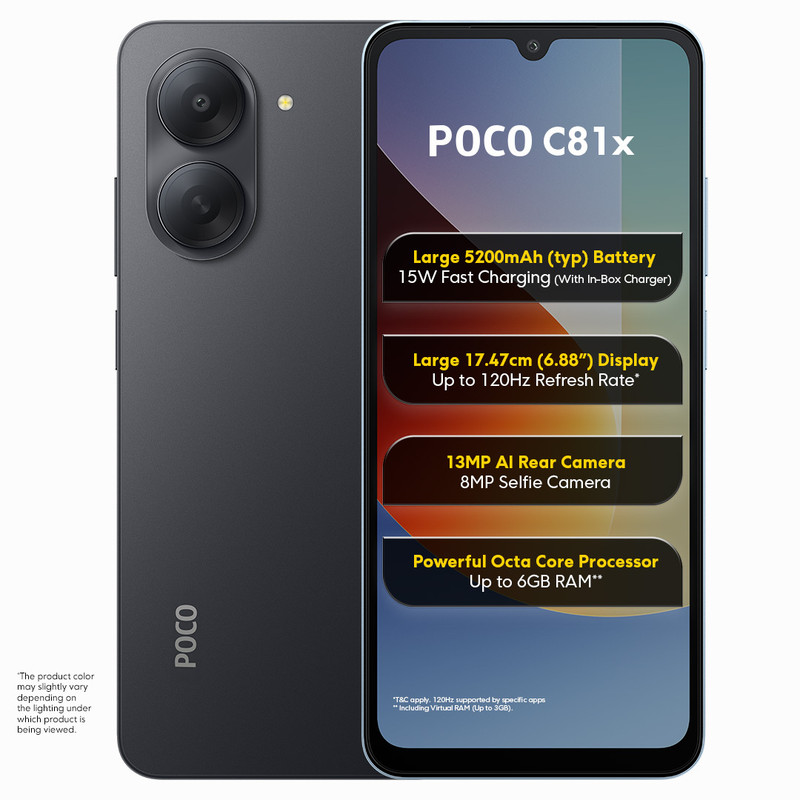 POCO C81x (Crystal Black, 64 GB) 3 GB RAM