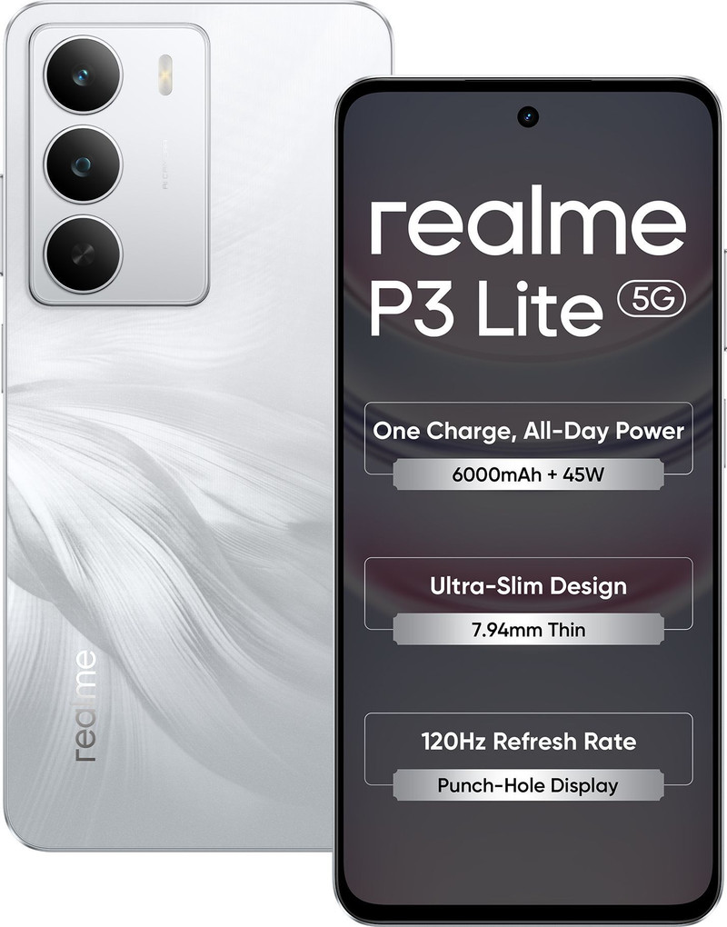 realme p3 lite 5g charger box lily white 128 gb
