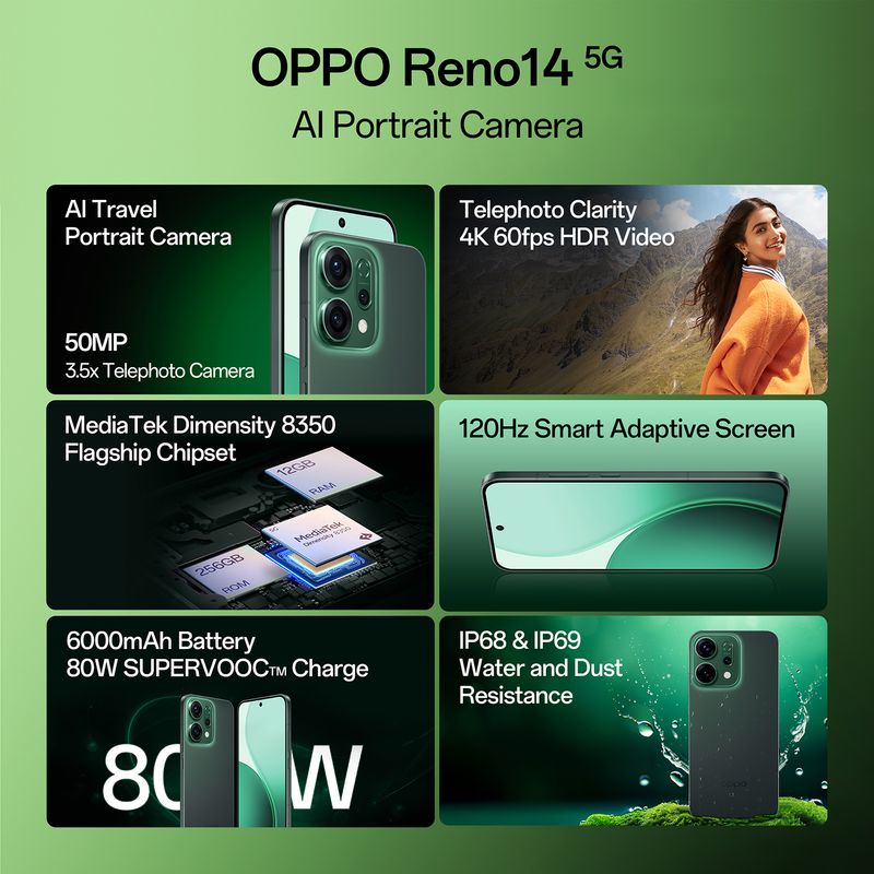 OPPO Reno14 5G 256GB Forest Green - Image 4