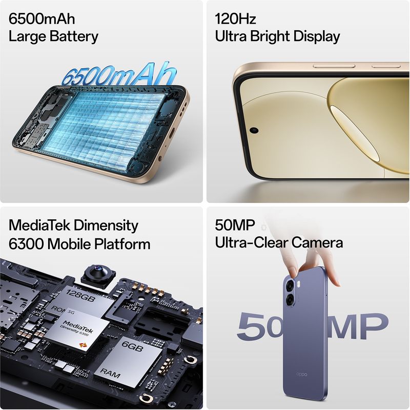 OPPO A6s 5G 128GB 6GB RAM Purple - Image 3