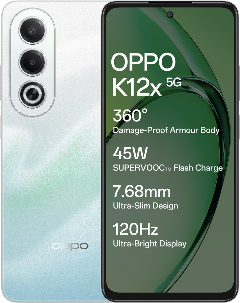 OPPO K12x 5G with 45W SUPERVOOC Charger In-The-Box (Breeze Blue, 128 GB) (6 GB RAM)