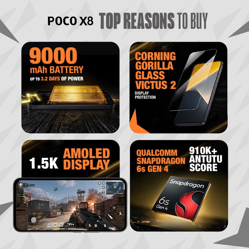 POCO X8 5G (Black, 128 GB) - Image 4