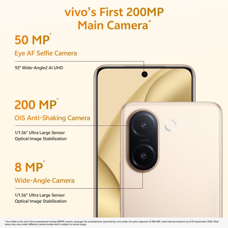 vivo V60e 128GB 8GB RAM Noble Gold - Image 3