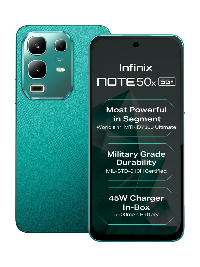 Infinix Note 50x 5G+ 45W Charger In the Box & AI (Sea Breeze Green, 128 GB)