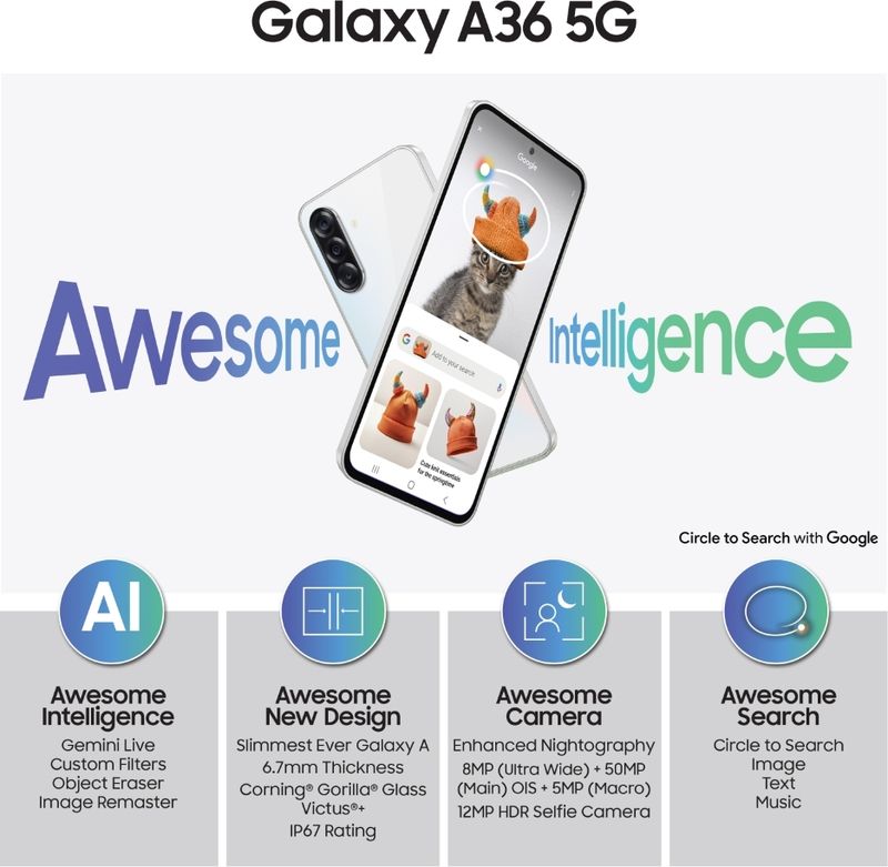 Samsung Galaxy A36 5G 128GB Awesome White - Image 3
