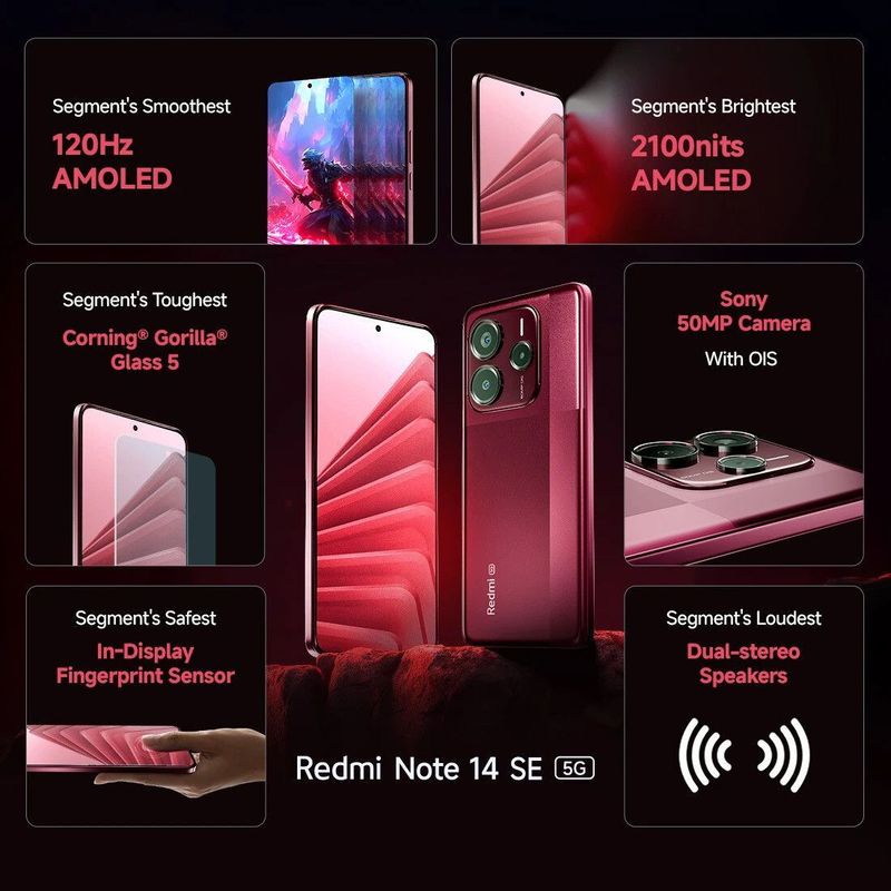 Redmi Note 14 SE 5G Crimson Art 128GB 6GB RAM - Image 5