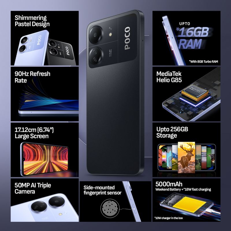 POCO C65 256GB 8GB RAM Matte Black - Image 5