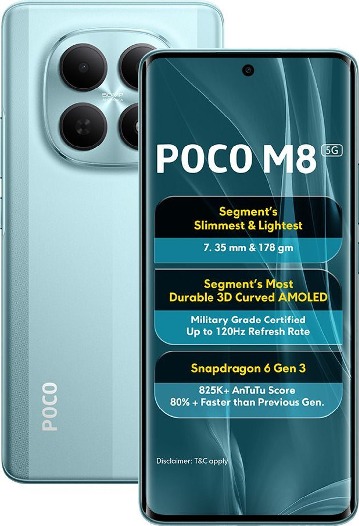 POCO M8 (Glacial Blue, 128 GB) 8 GB RAM