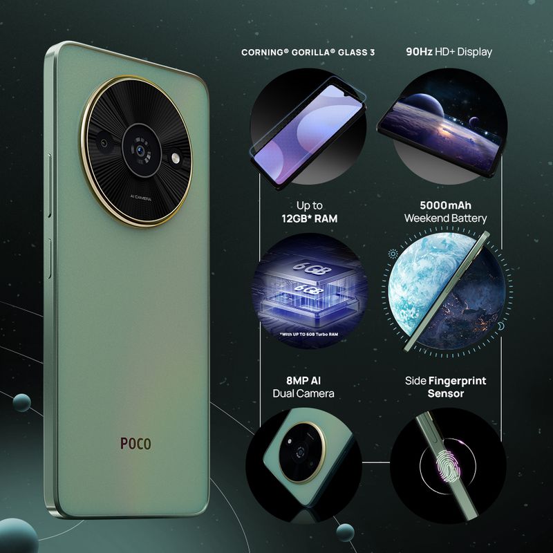 POCO C61 64GB 4GB RAM Mystical Green - Image 4