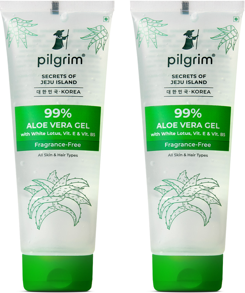 Pilgrim Pure Aloe Vera Gel With Vitamin E-Pack of 2, Multi Purpose Gel For Hair & Skin 400 g