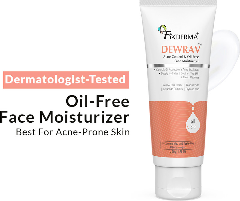 fixderma dewrav acne control oil free face moisturizer niacinamide glycolic acid