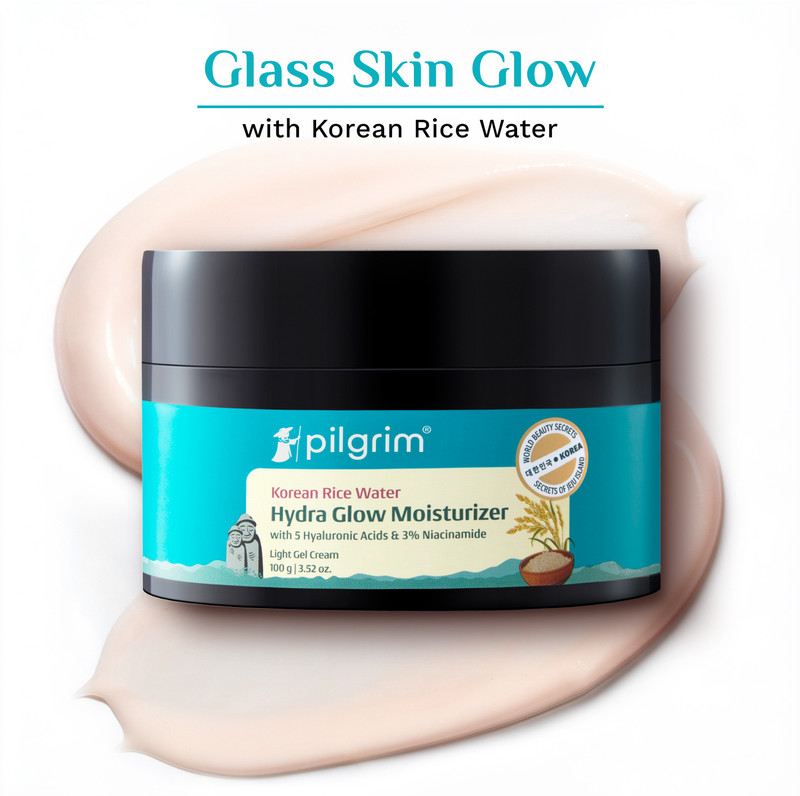 Pilgrim Korean Rice Water Hydra Glow Moisturizer|Light Gel & Instant Glass Skin Glow 100 g