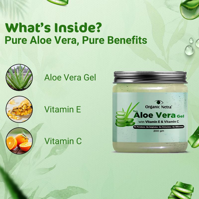 Organic Netra Aloe Vera Gel For Face, Hair Repair Damage Skin and Hair (200 g) - Image 5