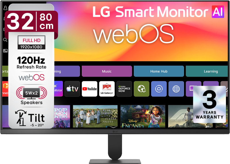 LG Smart AI 81.28 cm (32 inch) Full HD VA Panel Monitor (32U501SB-B) (Response Time: 5 ms, 120 Hz Refresh Rate)