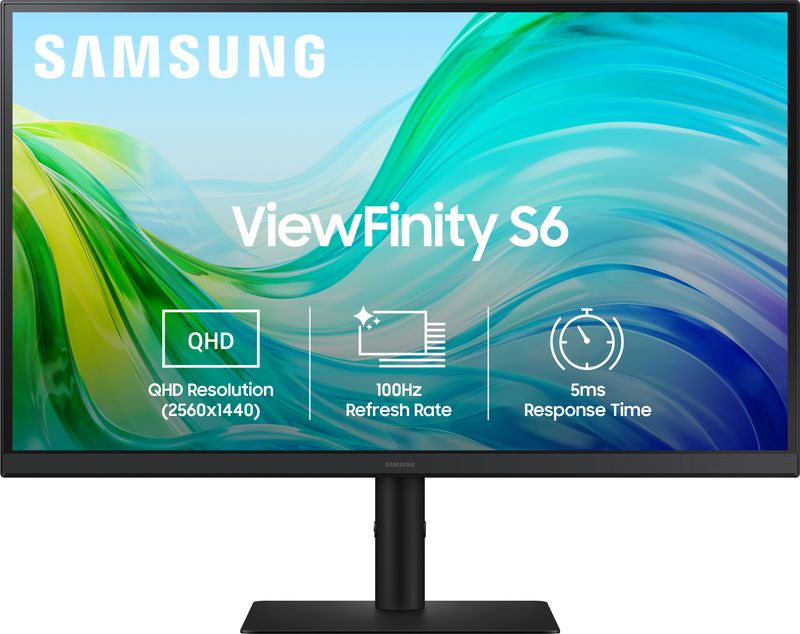 Samsung ViewFinity S6 68.4 cm (27 inch) Quad HD LED Backlit IPS Panel 300nits, 2K Monitor, Ports-HDMIX2,DP,Headphone, Height-Tilt-Pivot Adjustable Stand Monitor (LS27F610EAWXXL) (Response Time: 5 ms, 100 Hz Refresh Rate)
