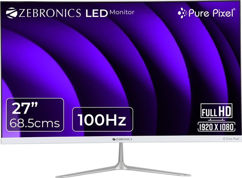 ZEBRONICS 68.58 cm (27 inch) Full HD LED Backlit IPS Panel Monitor (Zeb-SA127 -68.5cm-100Hz (White))