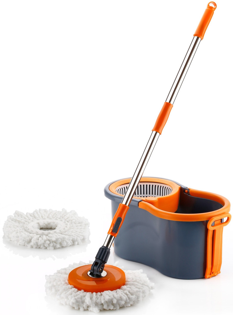 PALAK Gamma with 360° Spinner 2 Microfiber heads & Twin Bucket Mop Set