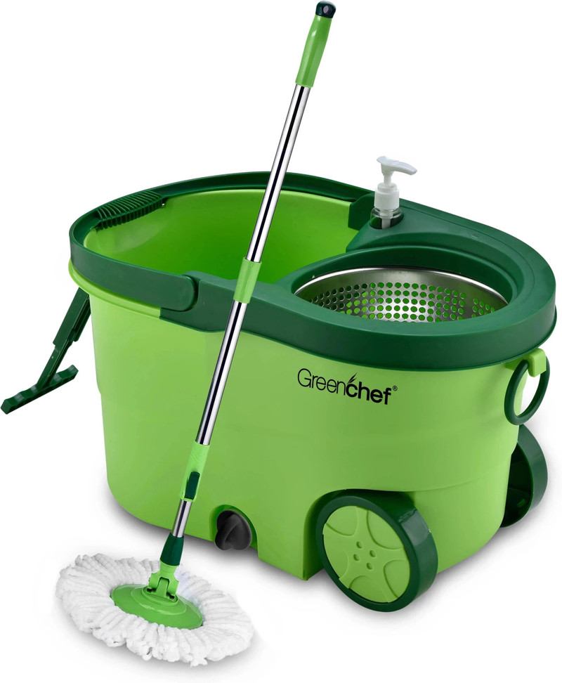Greenchef Spin mop set 360 degree stainless steel spinner Mop Set Mop Set (Green)