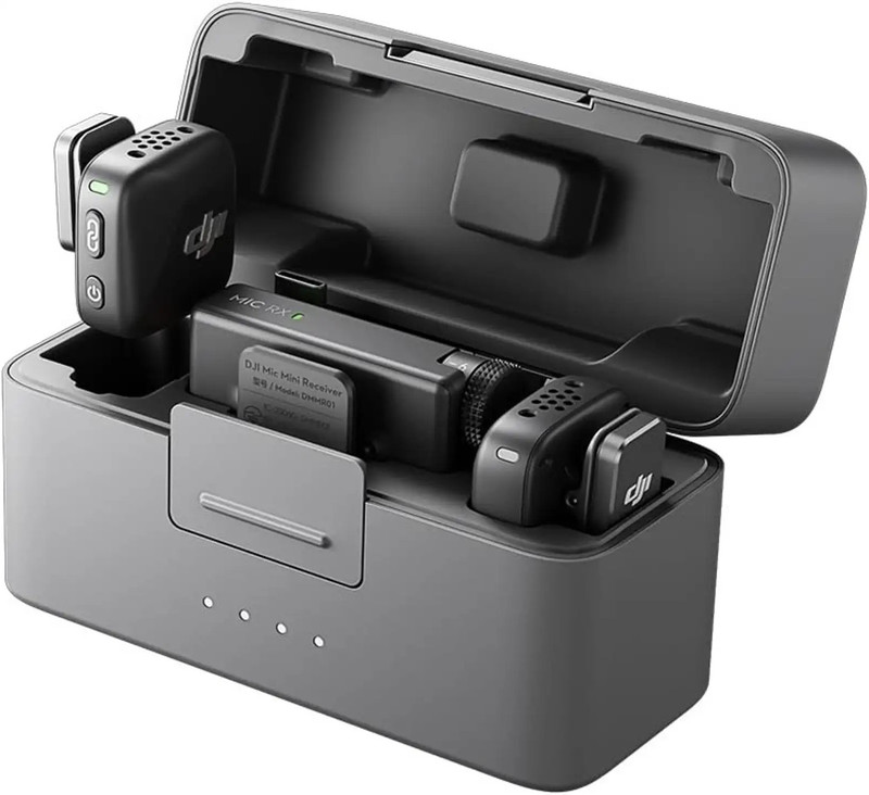 dji Mic Mini Wireless Camera Microphone 2TX + 1RX Case Infinity Black PC Mobile Motion Controller Black, For PC, Mobile