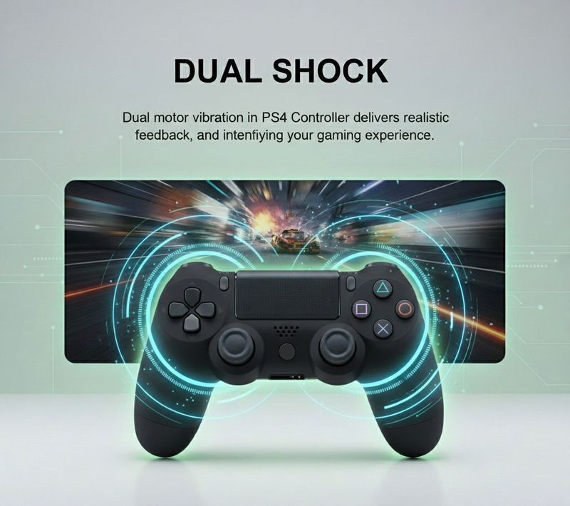 Elite Gaming Hub Playstation Dualshock4 Wireless Gamepad | High Performance |Dual Motor Bluetooth Motion Controller (Black Edition, For PS4, PC, Mobile) - Image 4